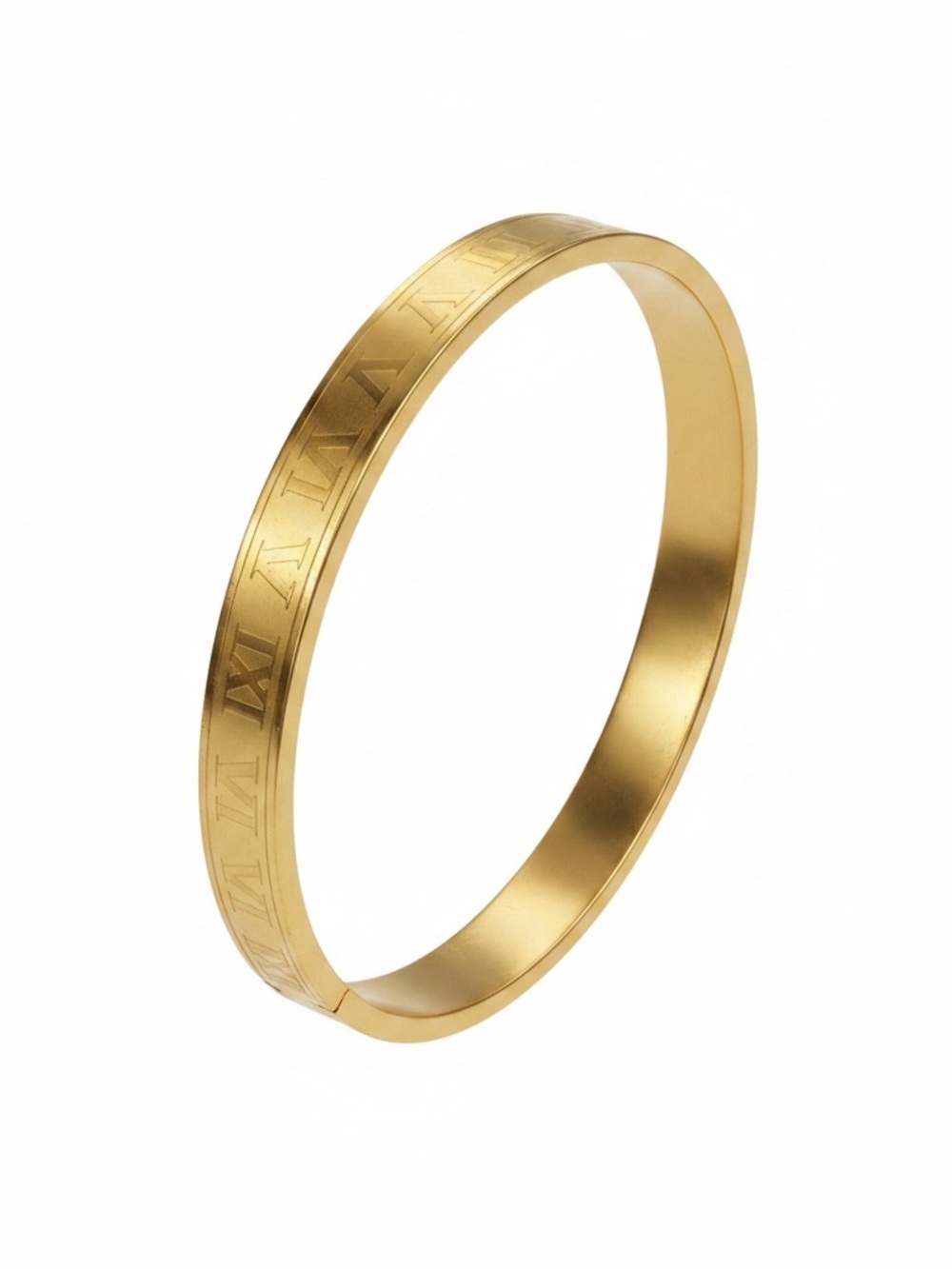 Gold Plated Roman Numeral Bangle Bracelet - Women Jewelry